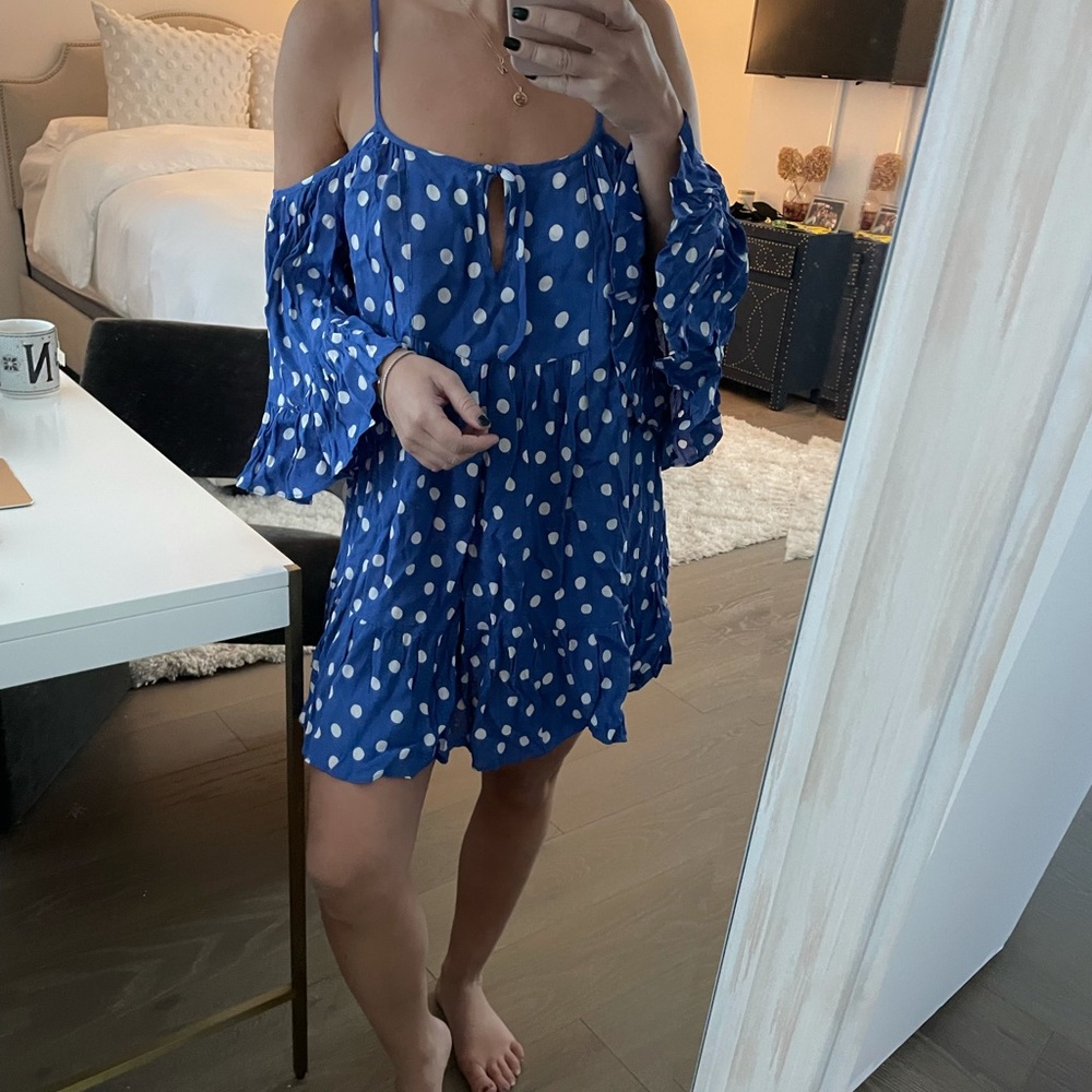 Tularosa polka dot off the shoulder dress